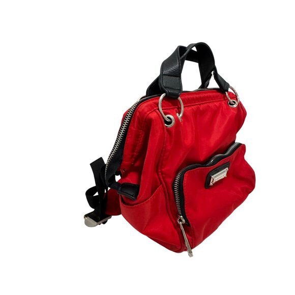 Madden Girl Red Backpack Purse Mini Small Nylon Zipper Pockets Handles - Picture 4 of 9